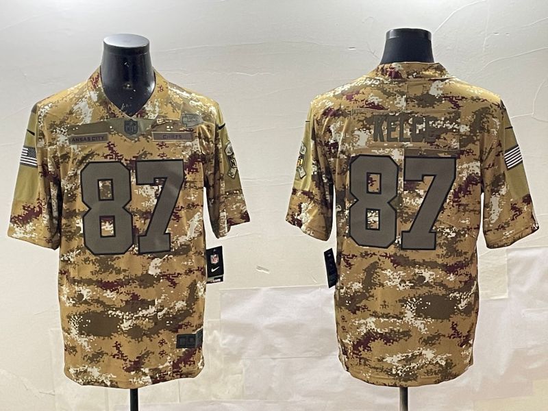 Men Kansas City Chiefs #87 Kelce Camo 2025 Nike Olive Salute To Service Limited NFL Jersey style 1->kansas city chiefs->NFL Jersey